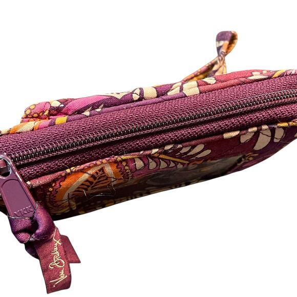 Vera Bradley Wristlet Safari Sunset Zip ID Coin Pockets Quilted Purple Orange - Picture 7 of 12
